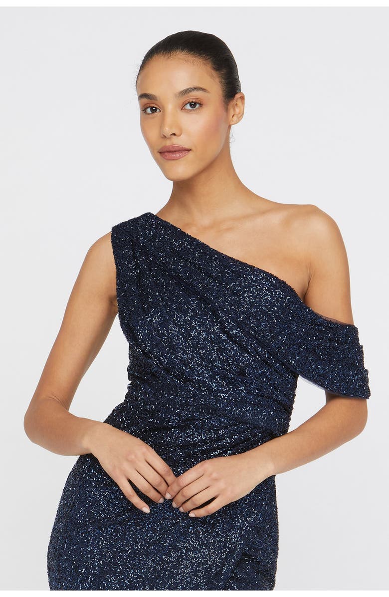 Theia Briella One-Shoulder Cocktail, Alternate, color, Navy