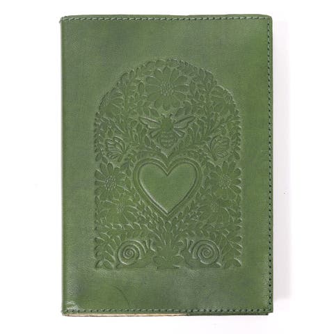 Floral Heart Embossed Leather Journal Refillable Notebook