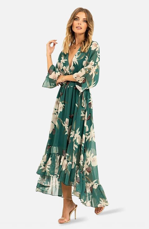 Dip Hem Kimono Sleeve Dress