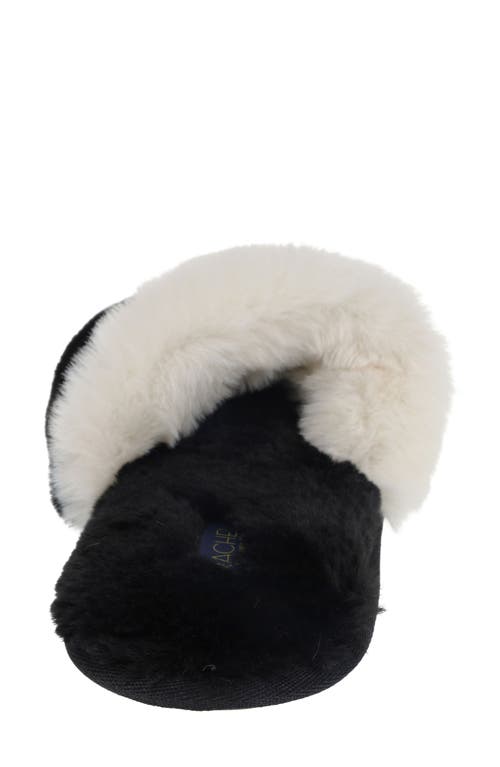 Rachel Roy Plush Twist Faux Fur Slide Slipper In Black