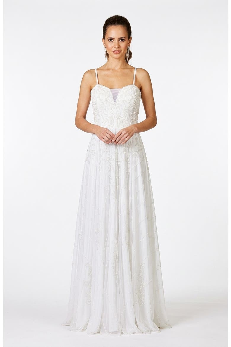 Ginny Sweetheart Beaded Wedding Dress, Alternate, color, Ivory