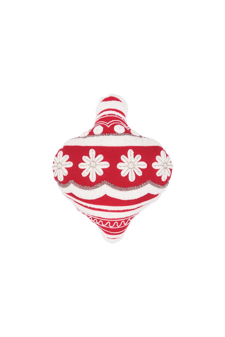 Ornament Shaped Throw Pillow, Main, color, Red