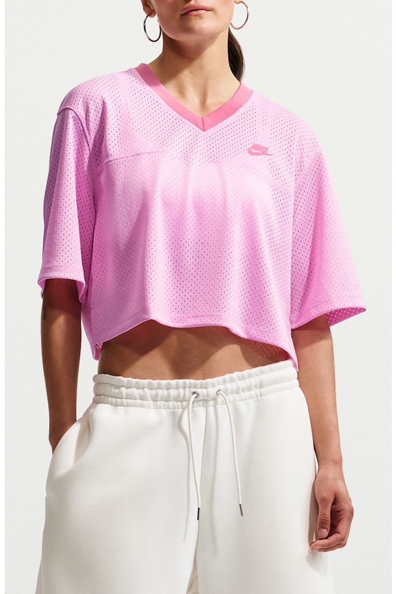 Oversize Heritage Crop Mesh Jersey, Main, color, PINK RISE/ PEONY/ PEONY