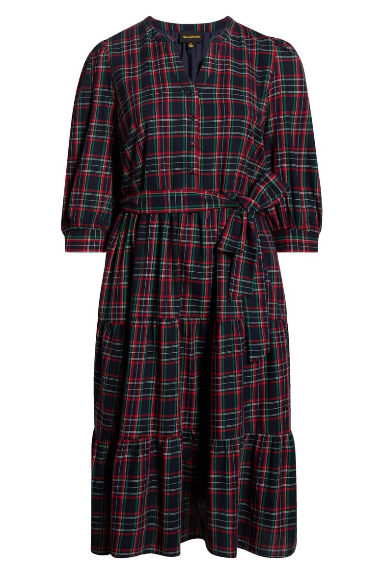 Chapman Plaid Yanis Midi Shirtdress, Alternate, color, NAVY-MULTI