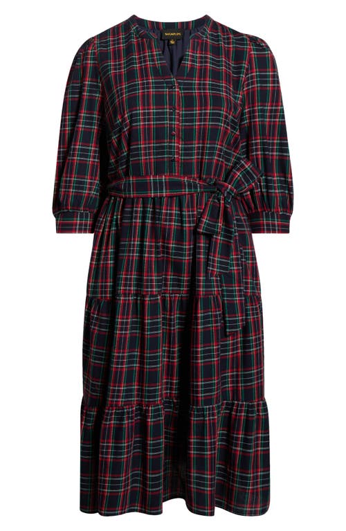 Sugarlips Chapman Plaid Yanis Midi Shirtdress In Black