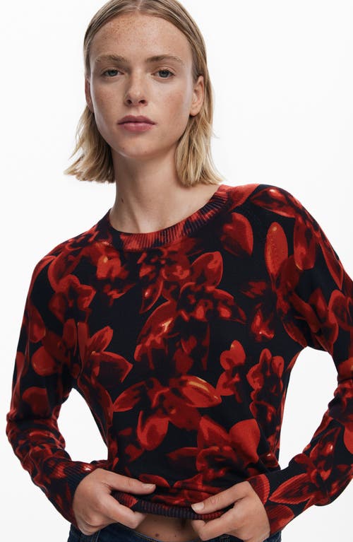 Desigual Floral Crewneck Sweater In Multi