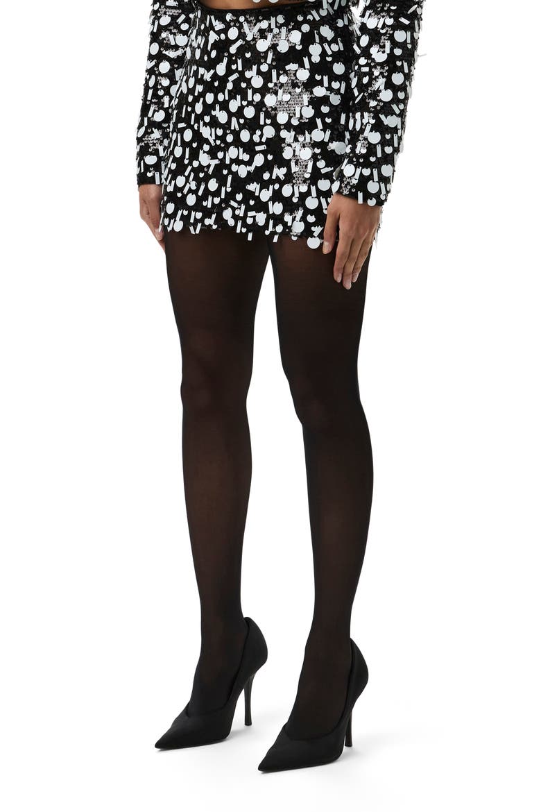 Geometric Sequin Miniskirt, Alternate, color, BLACK / WHITE