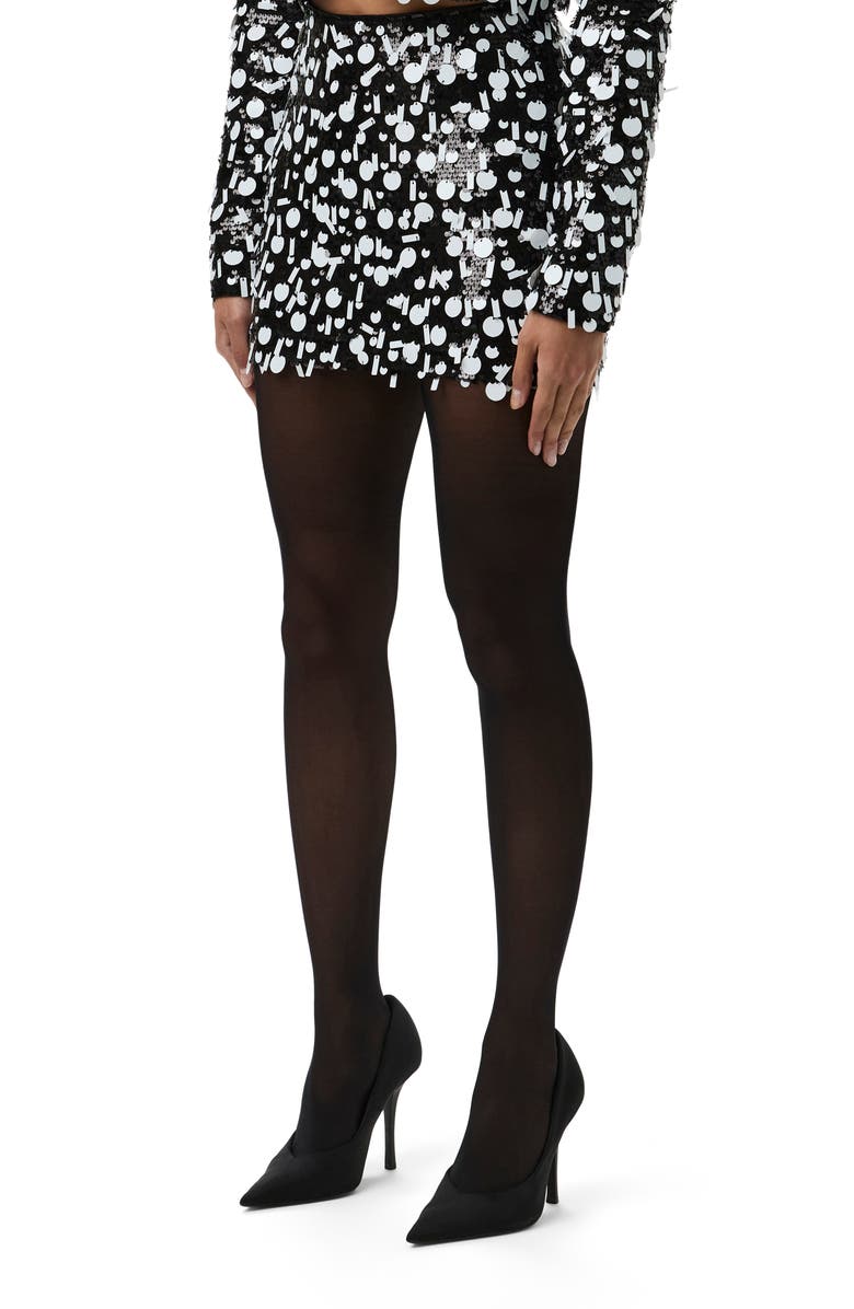 Naked Wardrobe Geometric Sequin Miniskirt, Alternate, color, Black / White