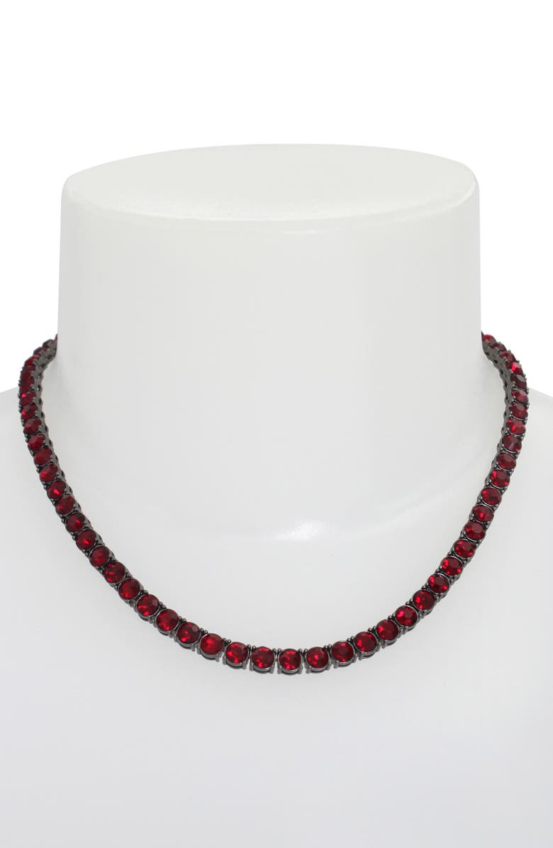 AllSaints Crystal Tennis Necklace, Alternate, color, Black