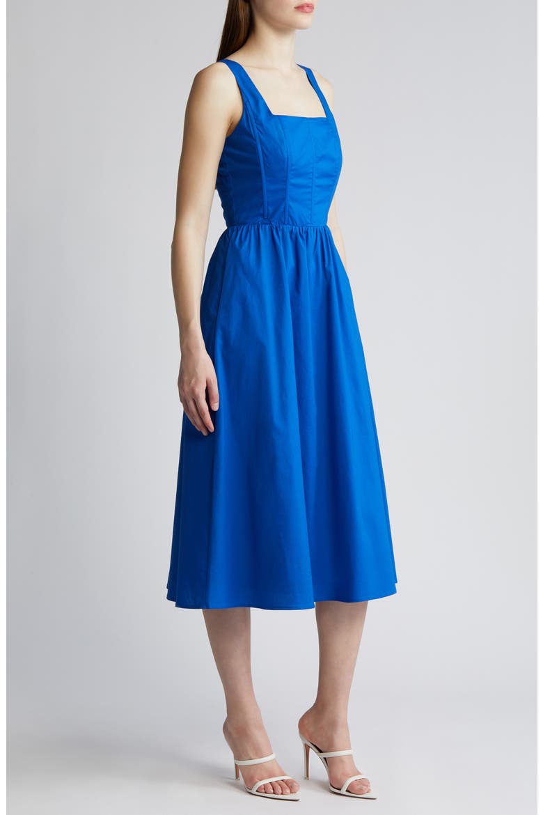 Sleeveless Corset Bodice Dress, Alternate, color, BLUE MARMARA