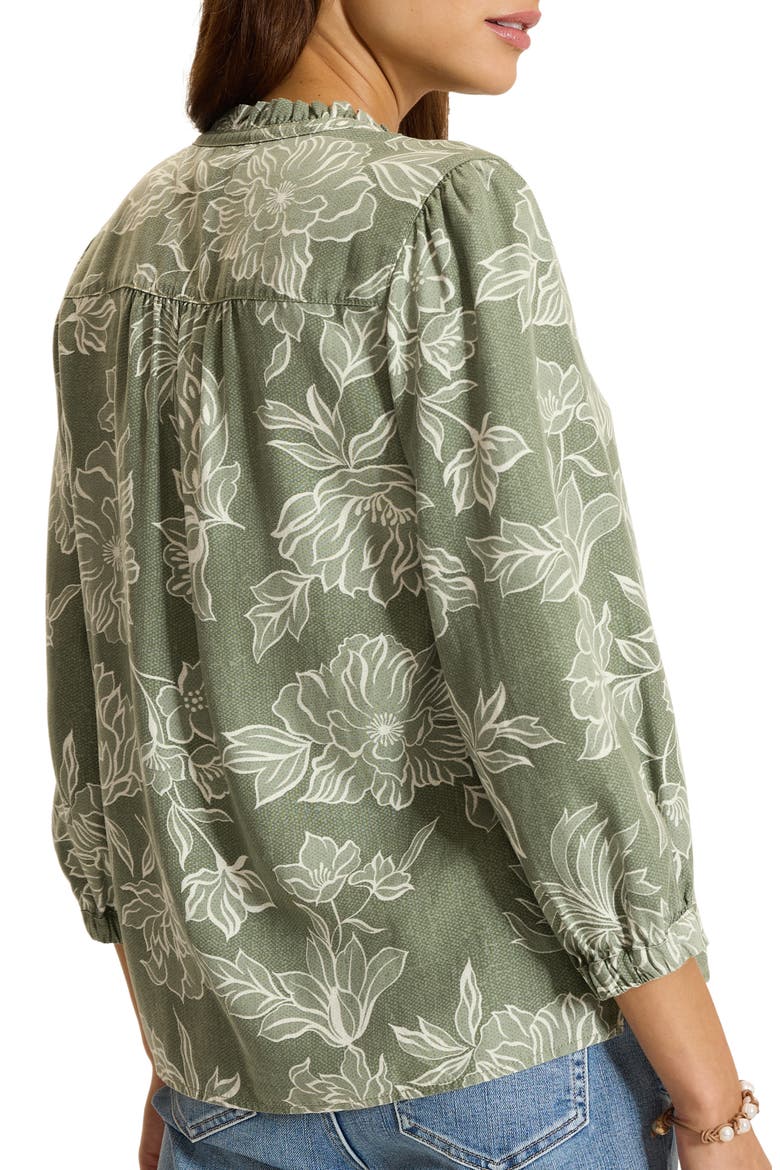 Breezy Blooms Three-Quarter Sleeve Top, Alternate, color, DUSTY SAGE