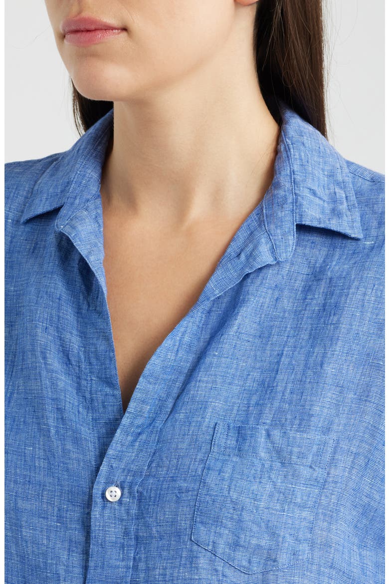 Relaxed Button-Up Shirt, Alternate, color, NAVY LINEN