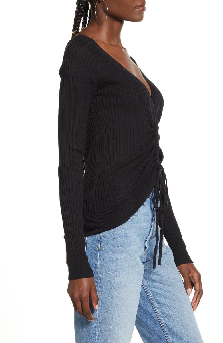 English Factory Ruched Drawstring Sweater, Alternate, color,