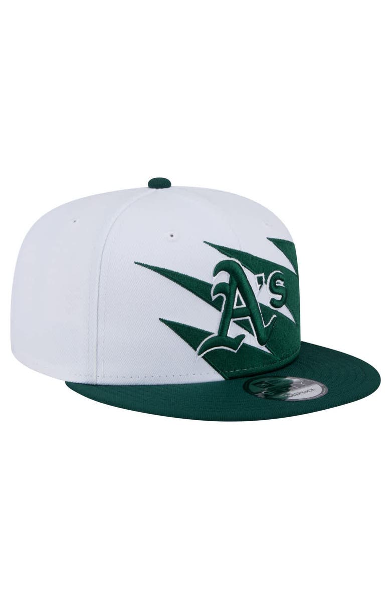 New Era Men's New Era Green/White Athletics Jagged 9FIFTY Snapback Hat, Alternate, color,