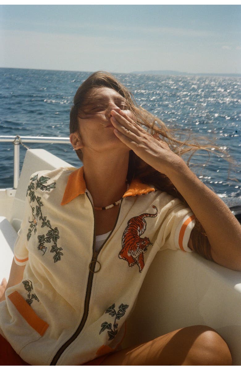 Tombolo 'Crouching Tiger, Hidden Beverage' Cabana, Alternate, color, Beige/Orange