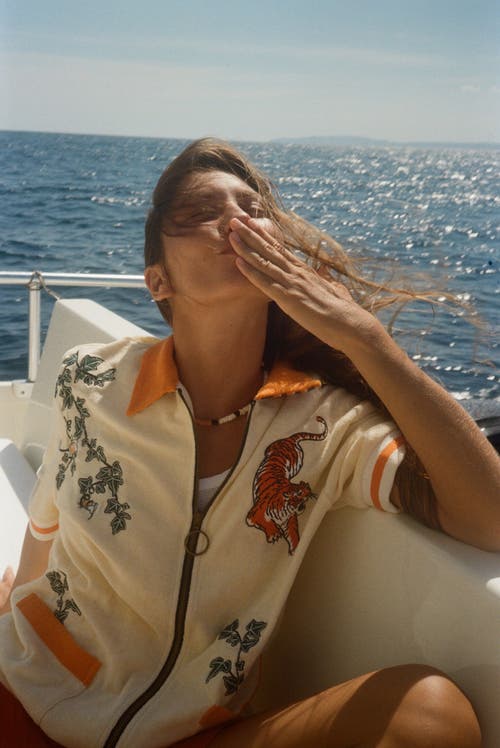 Shop Tombolo 'crouching Tiger, Hidden Beverage' Cabana In Beige/orange