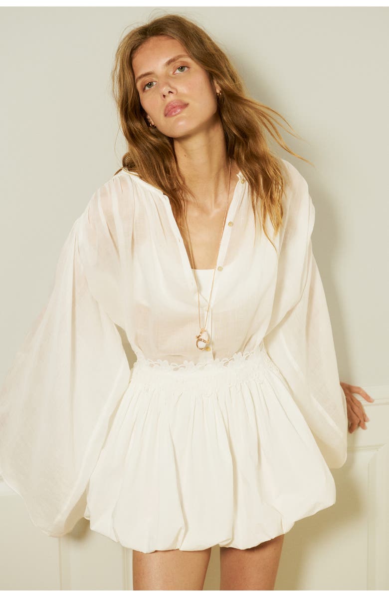 H&M Cotton Balloon Skirt, Alternate, color, White