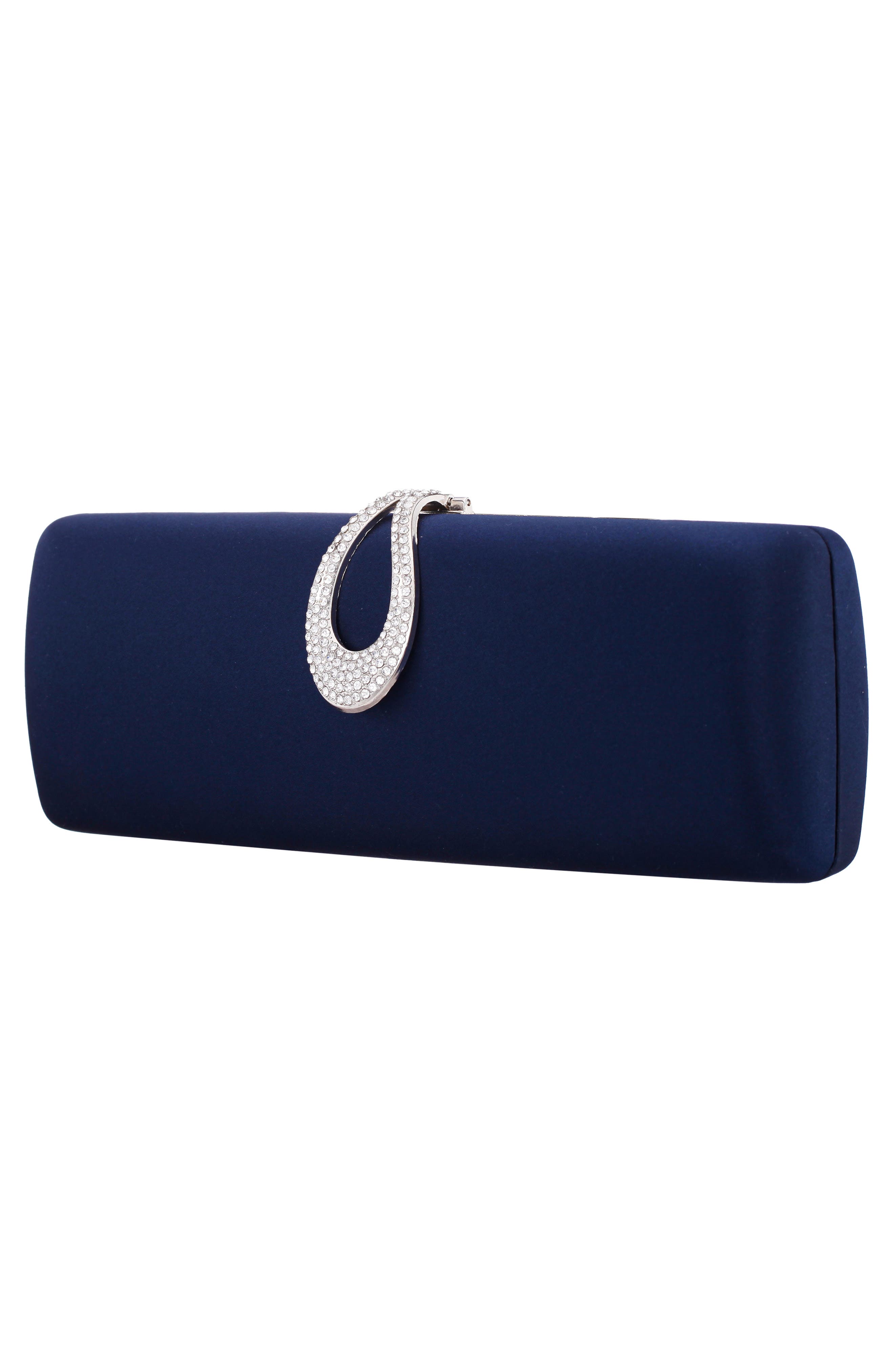 Rumi Crystal Ring Frame Clutch, Alternate, color, NAVY