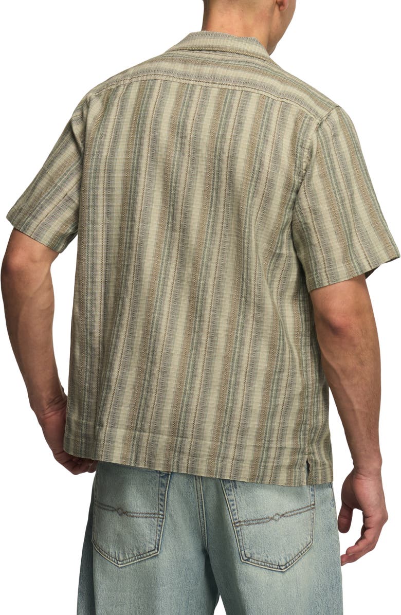 Lucky Brand Stripe Linen & Cotton Camp Shirt, Alternate, color, 