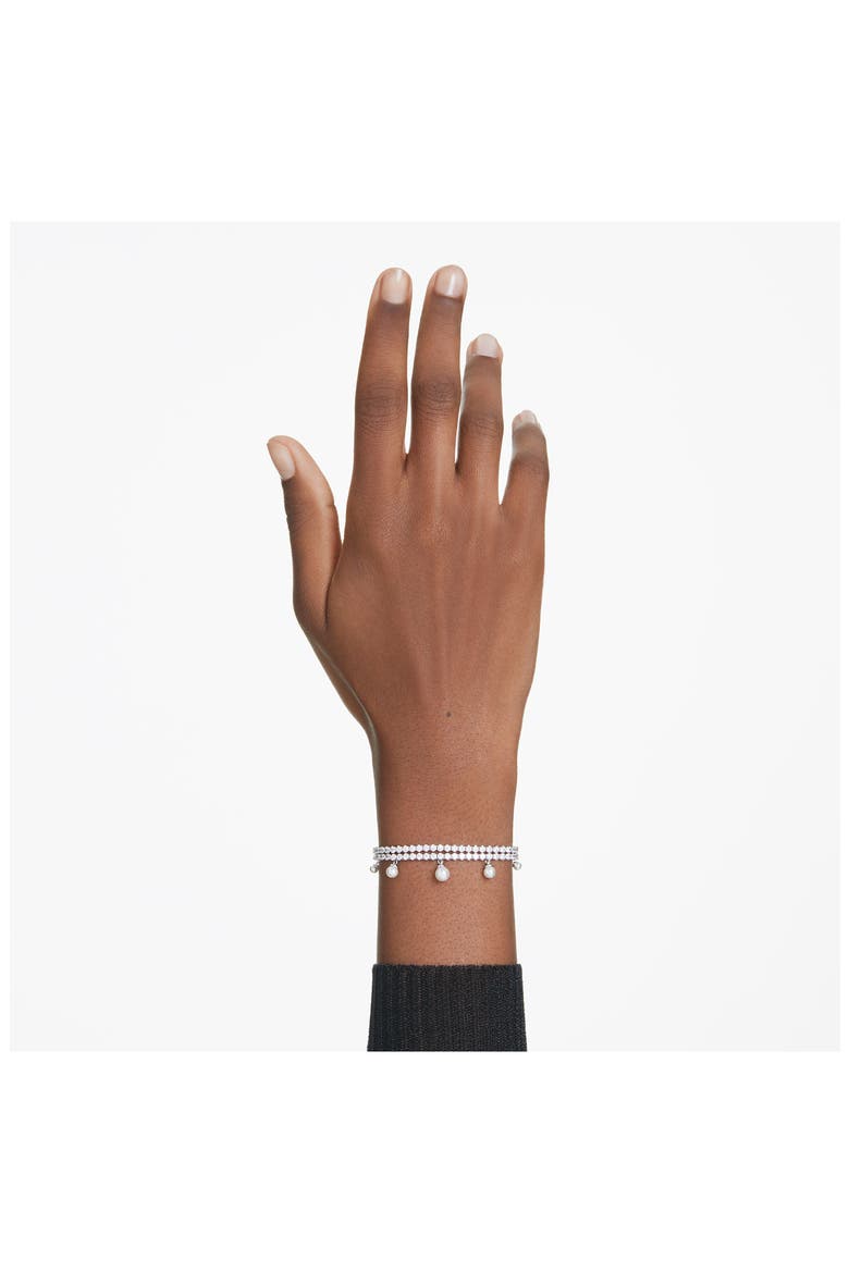x Ariana Grande Cubic Zirconia & Faux Pearl Adjustable Bracelet, Alternate, color, WHITE