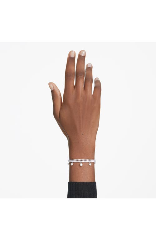 Swarovski Ariana Grande Imitation Pearl & Crystal Dangle Slider Bracelet In White