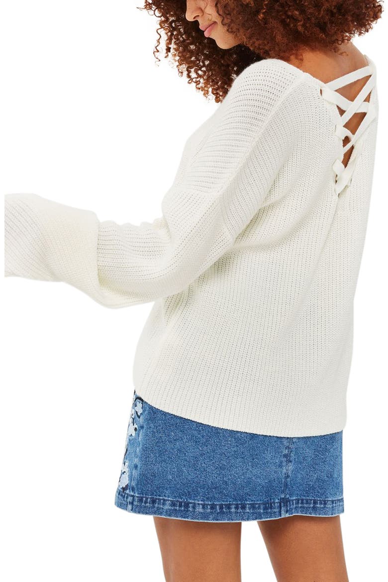 Lattice Back Sweater, Alternate, color, IVORY