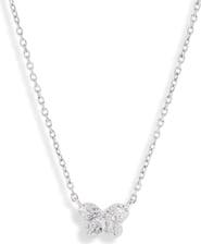 Anzie Love Letter Sapphire Pavé Butterfly Pendant Necklace