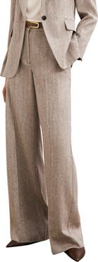 Reiss Isla Herringbone Wide Leg Pants