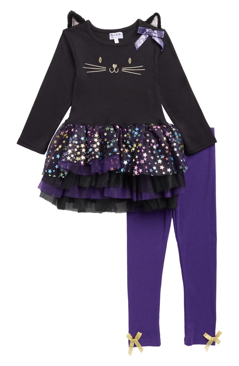 BLUEBERRY Kids' Kitty Long Sleeve Tutu Top & Leggings Set, Main, color, Multi
