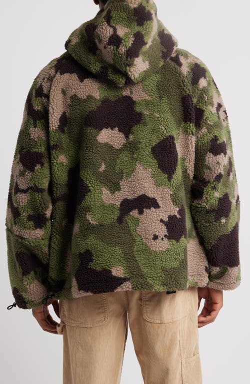 VANS VANS OVERSIZE CAMO HOODED FLEECE QUARTER ZIP PULLOVER 