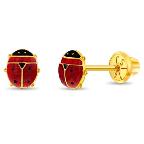 14k Colorful Ladybug Earrings