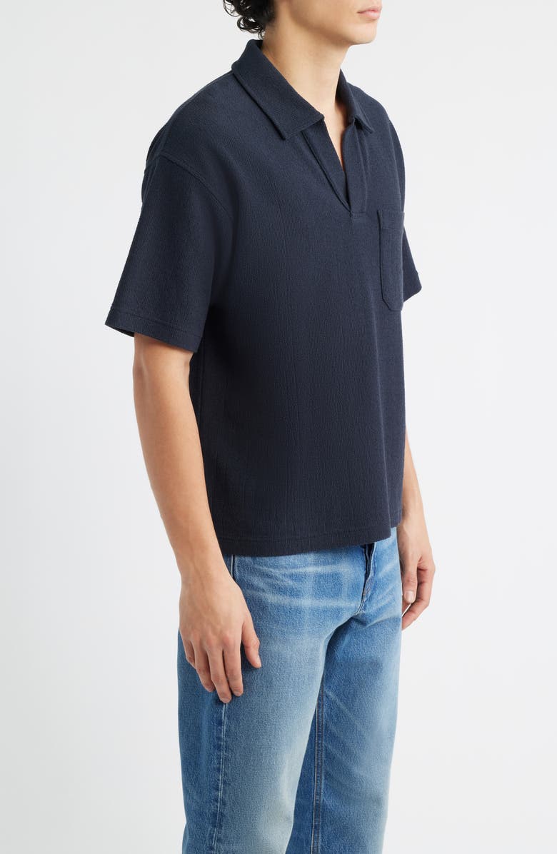 FRAME Textured Cotton Blend Polo, Alternate, color, Dark Navy