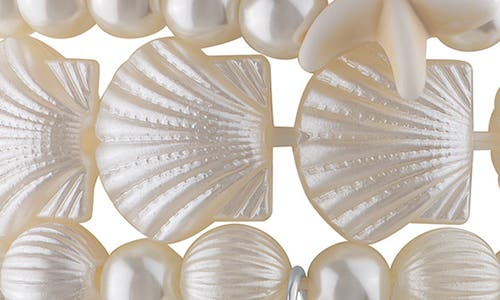 Jardin Set Of 4 Faux Pearl & Shell Beaded Stretch Bracelets In Multi