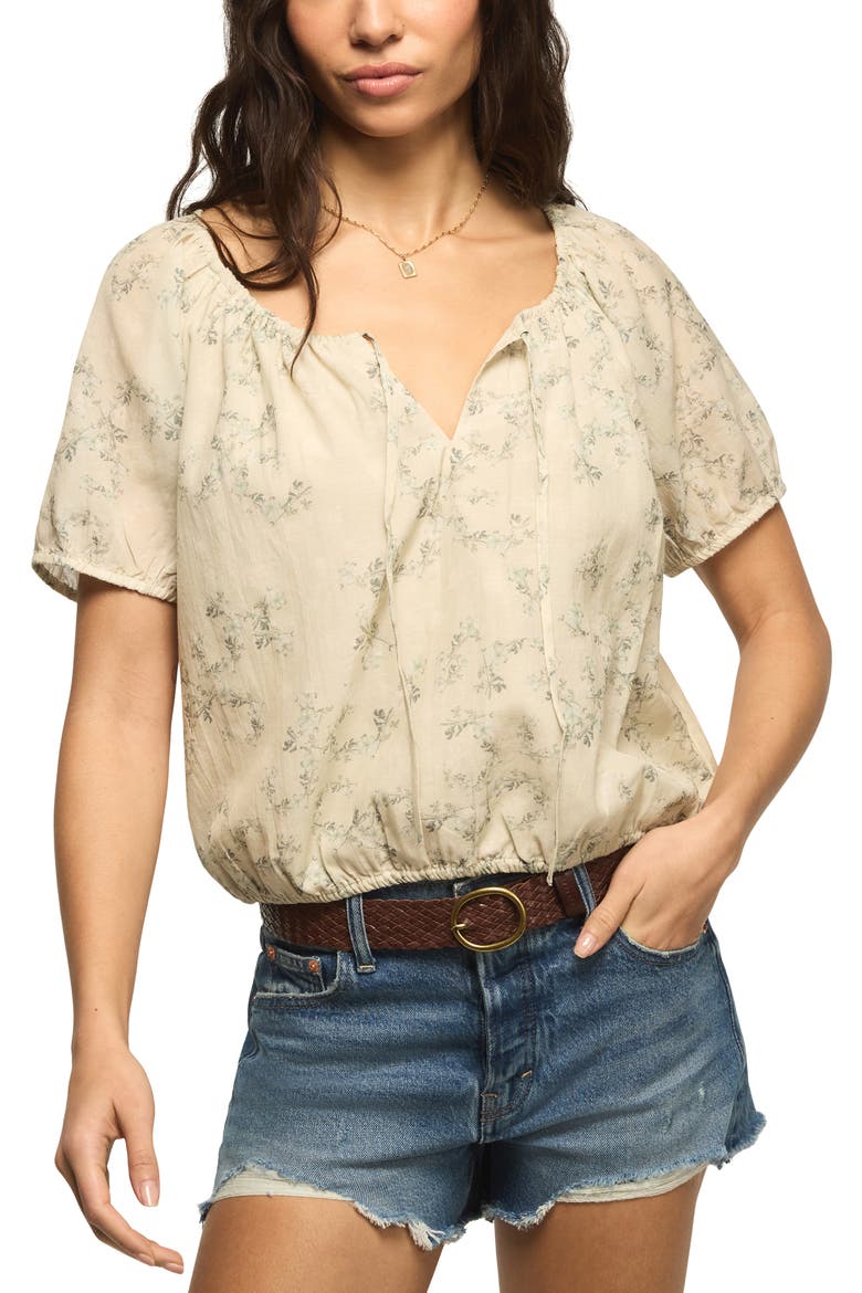 Bubble Hem Top, Main, color, GREEN FLORAL