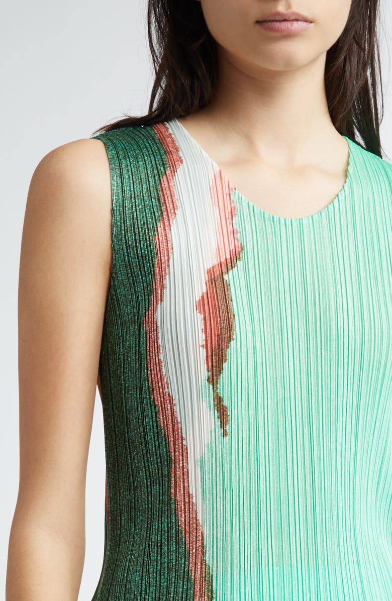 Pleats Please Issey Miyake Grainy Colors Pleated Sleeveless Top, Alternate, color,