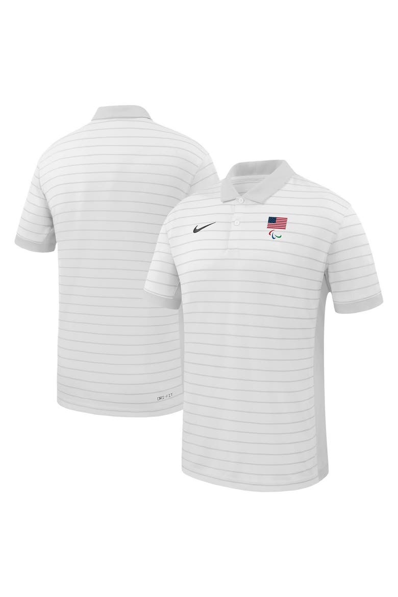 Men's Nike  White U.S. Paralympics Team Victory Stripe Performance Polo, Main, color, White