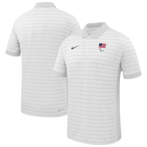 Men's Nike  White U.S. Paralympics Team Victory Stripe Performance Polo