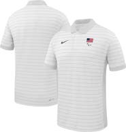 Nike Men's Nike  White U.S. Paralympics Team Victory Stripe Performance Polo
