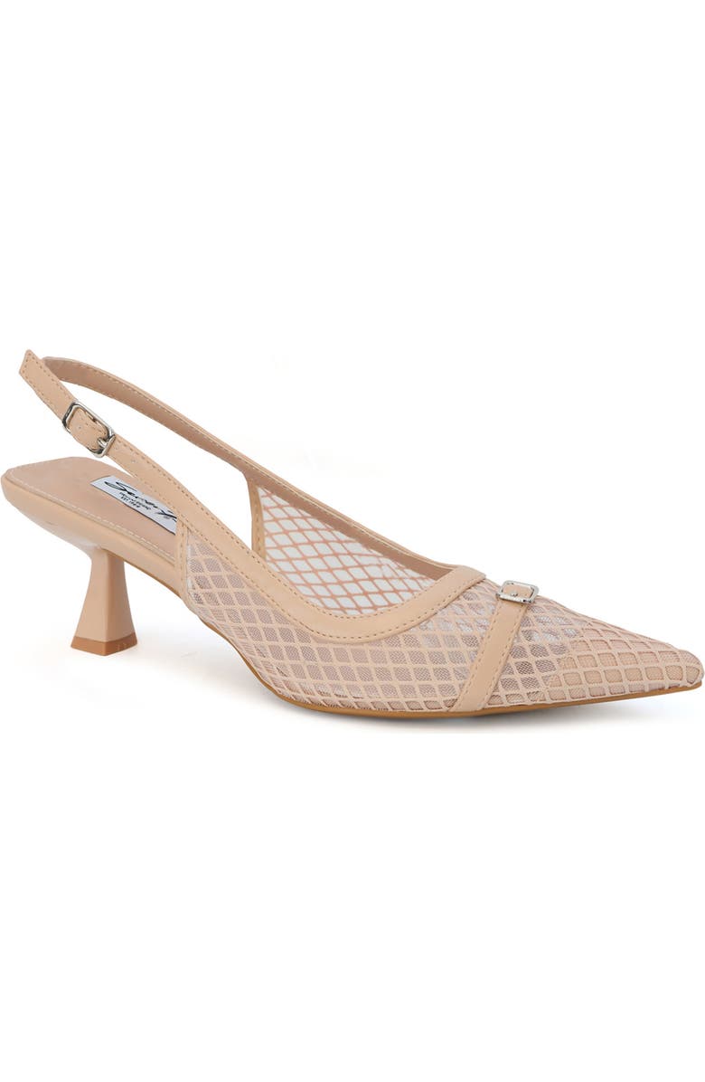Seven7 Mesh Pointed Toe Slingback Pump, Main, color, Beige