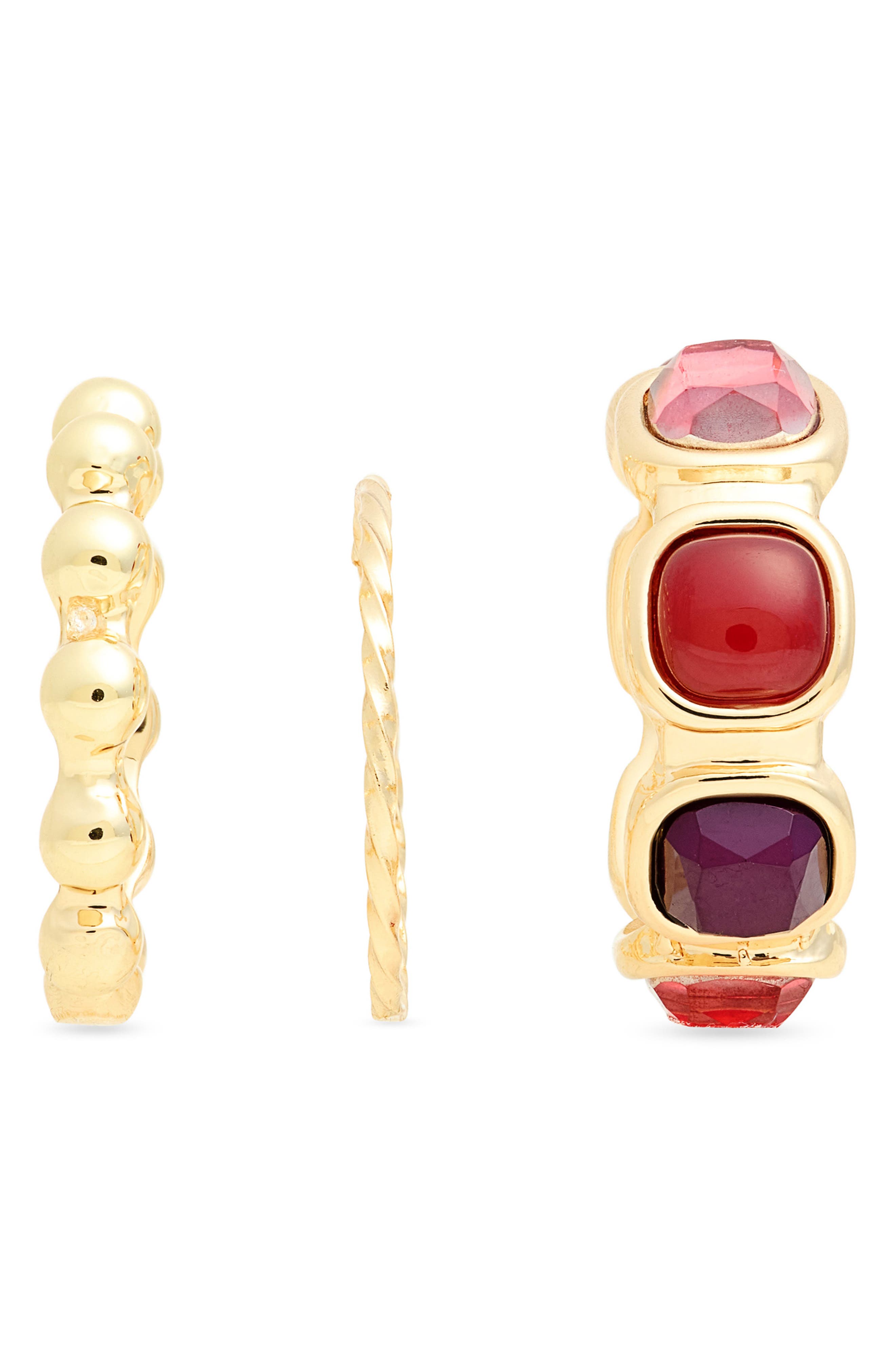 Nordstrom Set of 3 Cabochon Stacking Rings (Women) | Nordstrom