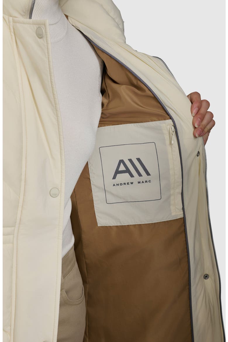 Lennox Hooded Puffer Coat with Faux Fur Trim, Alternate, color, LINEN