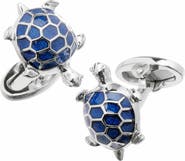 Jan Leslie Turtle Hand-painted Enamel Sterling Cufflinks