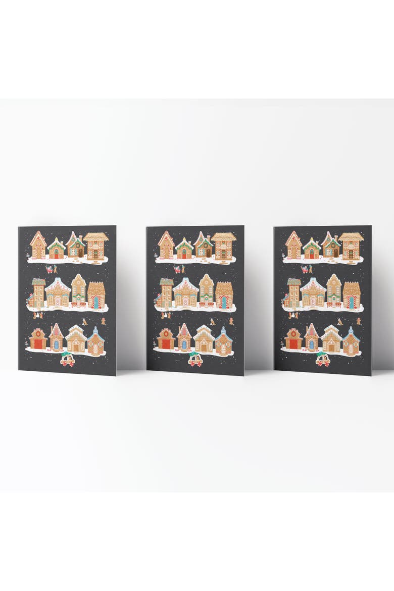 Winter/Holiday Greeting Cards "Gingerbread Town", Main, color, Gingerbread Town 3-pack
