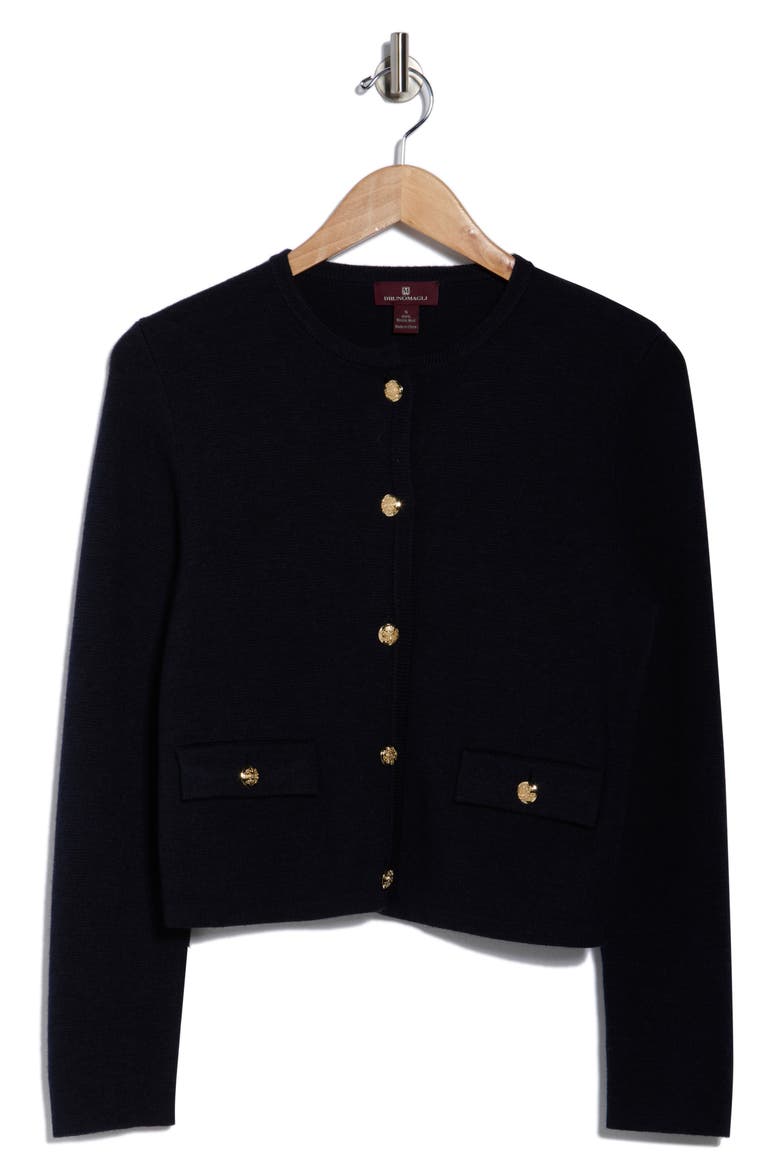 Merino Wool Crop Cardigan, Alternate, color, NAVY