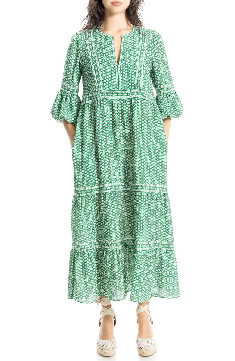 MAX STUDIO Bubble Sleeve Crepe Maxi Dress, Main, color,