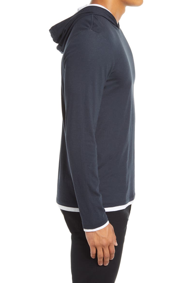 Regular Fit Double Layer Hoodie, Alternate, color, COASTAL/ OPTIC WHITE