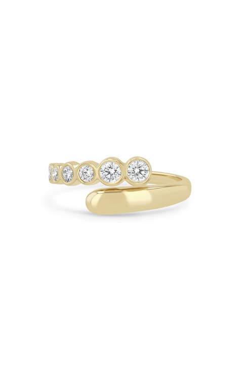 Bezel Diamonds 14k Gold Diamond Bypass Ring