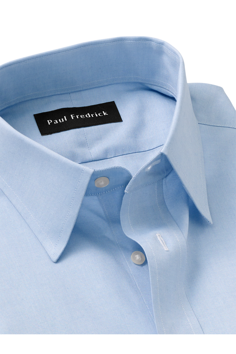 Tailored Fit Non-iron Cotton Pinpoint Solid Point Collar Dress Shirt, Alternate, color, Blue