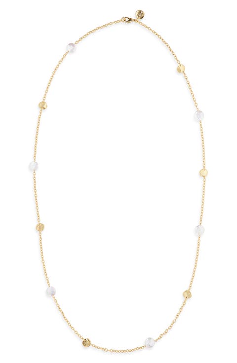 Coin & Pearl Station Necklace