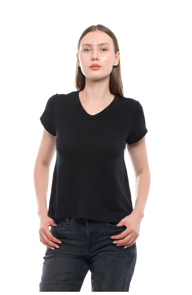 WILT Clothing V-Neck Short Sleeve Baby Tee, Main, color, Black